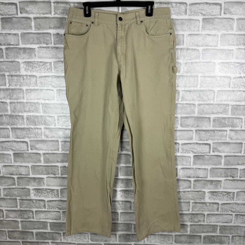 Patagonia Mens Organic Cotton Canvas Carpenter Pants Tan Khaki Size 34 Workwear